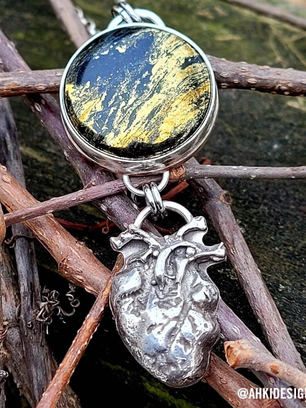 Witchy Handmade Jewelry: Apache Gold, 925 Sterling Anatomical Heart Charm